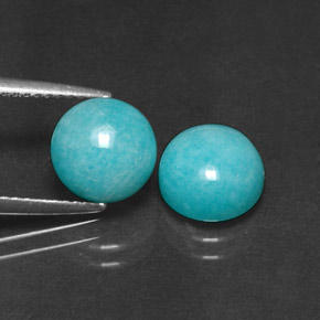 Gemas de Amazonita Azul verdoso natural de  ct, Corte Redondo, Opaco