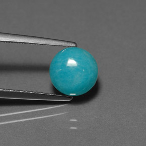 Amazonita verde azulado natural de 2,33 ct, corte redondo, opaco
