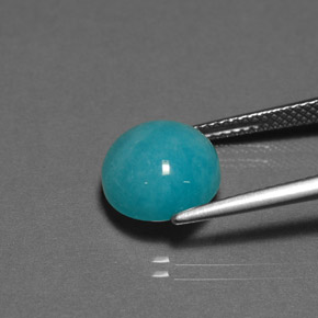 Amazonita Azul verdoso natural de 4.16 ct, Corte Redondo, Opaco
