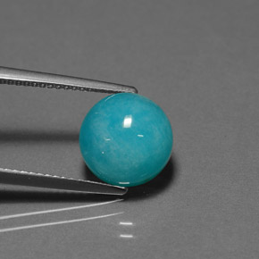 Amazonita Azul verdoso natural de 3.85 ct, Corte Redondo, Opaco