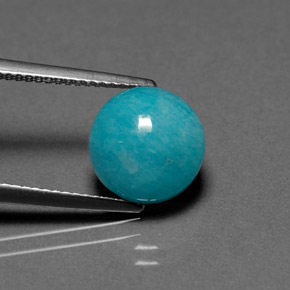 Amazonita azul verdoso natural de 3,66 ct, corte redondo, opaco