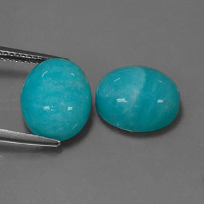 Gemas de Amazonita Verde-azul natural de  ct, Corte Óvalo, Opaco