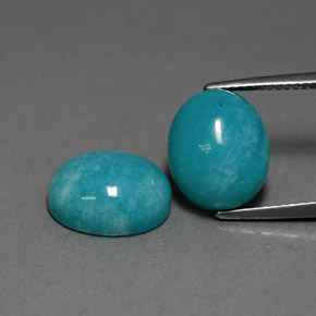 Gemas de amazonita azul verdoso natural de  ct, corte óvalo, opaco