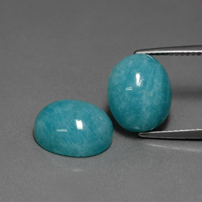 Gemas de Amazonita Verde-azul natural de  ct, Corte Óvalo, Opaco