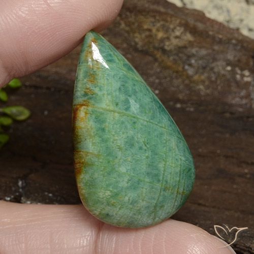 Amazonita Verde musgo claro natural de 36.56 ct, En forma de pera, Opaco