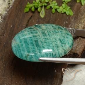 Amazonita Verde medio natural de 39.85 ct, Ovalada, Opaco