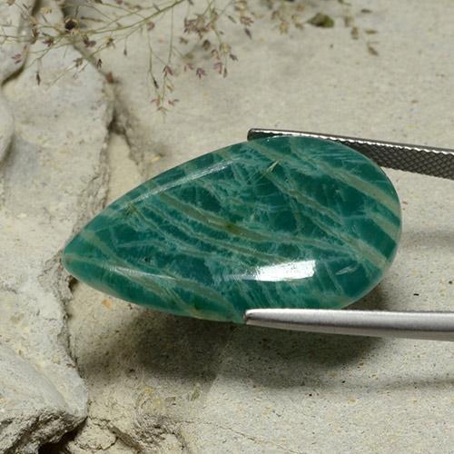 Amazonita Verde frío natural de 27.84 ct, En forma de pera, Opaco