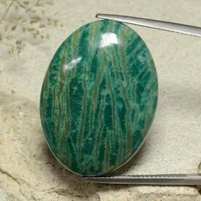Amazonita Verde azulado medio natural de 40.90 ct, Corte Óvalo, Opaco