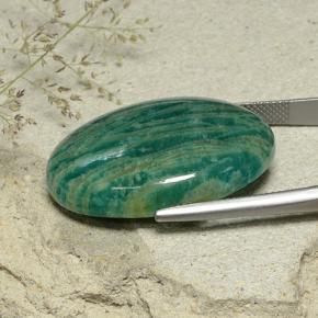 Amazonita Verde azulado medio natural de 40.90 ct, Corte Óvalo, Opaco