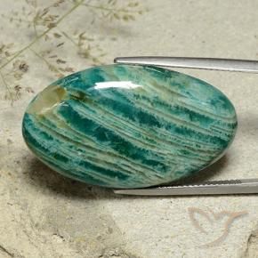 Amazonita Verde medio natural de 35.34 ct, Ovalada, Opaco