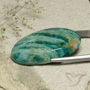 Amazonita Verde medio natural de 35.34 ct, Ovalada, Opaco