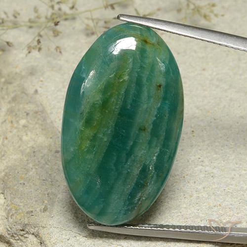 25.86ct Natural Azul verdoso Amazonita, Ovalada, Translúcido
