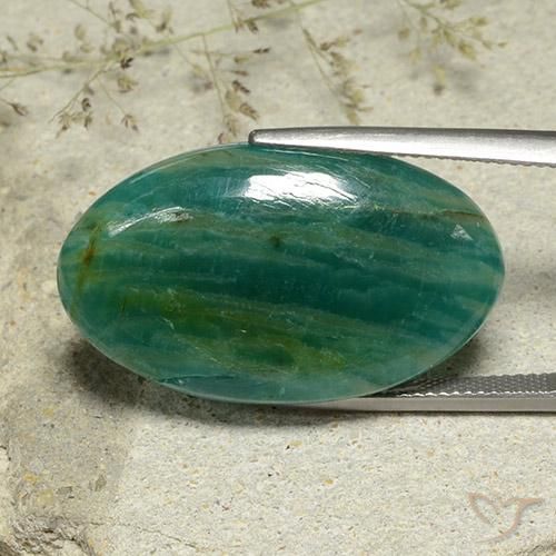 Amazonita Azul verdoso natural de 25.86 ct, Ovalada, Translúcido