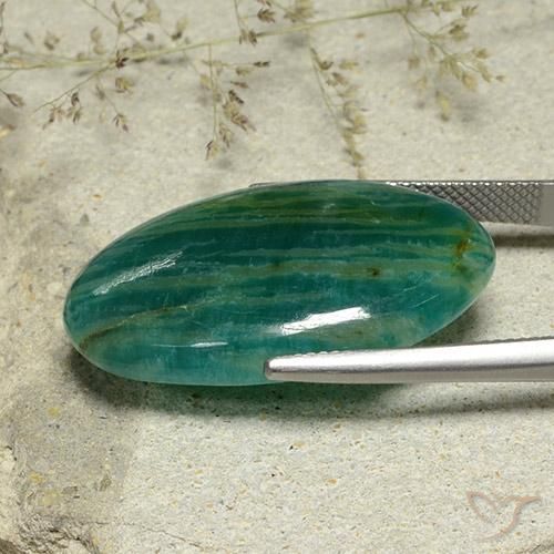 Amazonita Azul verdoso natural de 25.86 ct, Ovalada, Translúcido