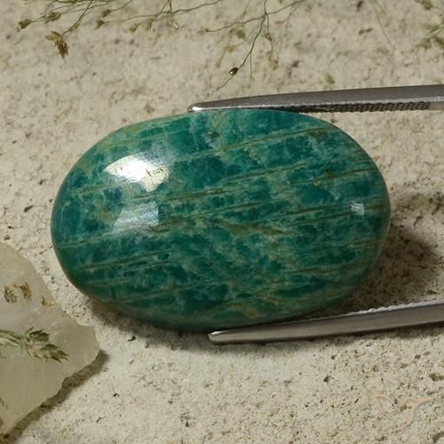Amazonita Verde-azul natural de 36.09 ct, Ovalada, Opaco