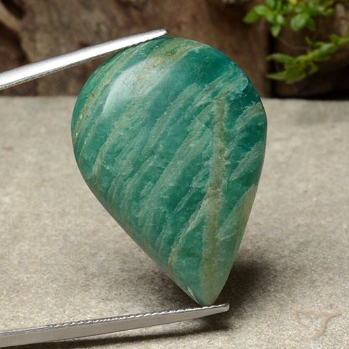 Amazonita Verde pino natural de 26.99 ct, En forma de pera, Opaco