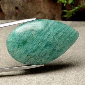 Amazonita verde azulado medio natural de 26,17 ct, en forma de pera, opaco