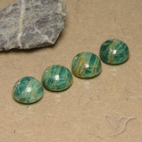 Gemas de Amazonita Verde pino natural de 11.75 ct, Redondo, Opaco
