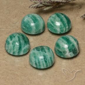 Gemas de Amazonita Verde medio natural de 7.87 ct, Redondo, Opaco