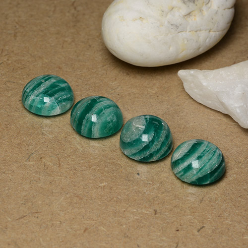Gemas de amazonita verde natural de 13,99 ct, corte redondo, opaco