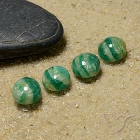 Gemas de Amazonita Verde oscuro medio natural de 5.75 ct, Redondo, Opaco