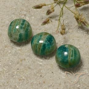 Gemas de Amazonita Verde oscuro medio natural de 10.97 ct, Redondo, Opaco
