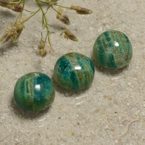 Gemas de Amazonita Verde oscuro medio natural de 10.97 ct, Redondo, Opaco