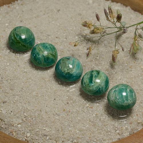 Gemas de Amazonita Verde pino natural de 15.78 ct, Corte Redondo, Opaco