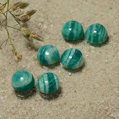 Gemas de Amazonita Verde frío natural de 8.38 ct, Redondo, Opaco