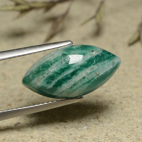 Amazonita verde pino natural de 7,54 ct, marquesa, opaco