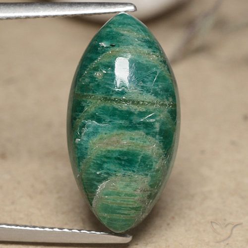 Amazonita verde pino natural de 9,57 ct, marquesa, opaco