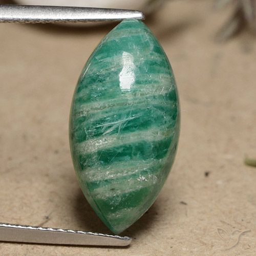 Amazonita Verde frío natural de 7.10 ct, Marquesa, Opaco