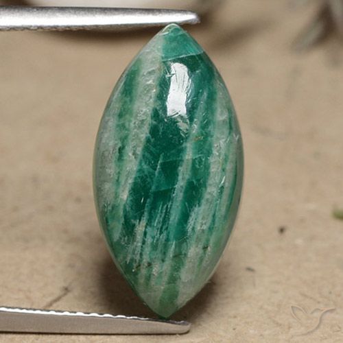 Amazonita Verde oscuro medio natural de 8.12 ct, Marquesa, Opaco