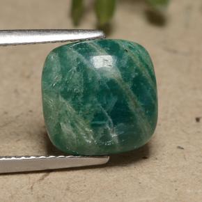 Amazonita verde oscuro natural de 3,73 ct, corte cojín, opaco