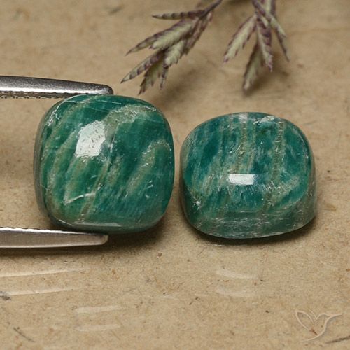 Gemas de Amazonita Verde frío natural de 11.13 ct, Corte Cojín, Opaco