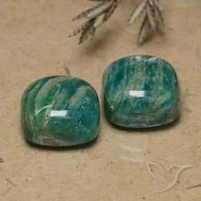Gemas de Amazonita Verde frío natural de 11.13 ct, Corte Cojín, Opaco