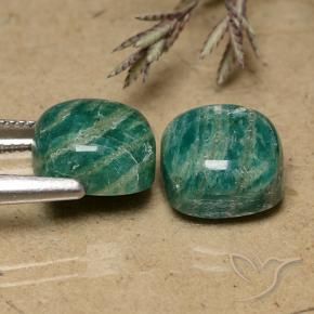 Gemas de Amazonita Verde frío natural de 11.13 ct, Corte Cojín, Opaco