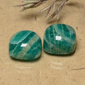 Gemas de Amazonita Verde frío natural de 11.28 ct, Corte Cojín, Opaco