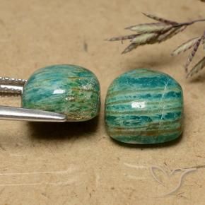 Gemas de Amazonita Verde pino natural de 11.03 ct, Forma Cojín, Opaco