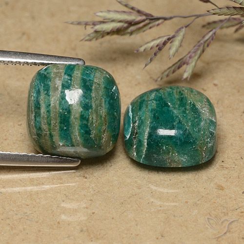 9.92ctw Natural Verde medio Amazonita, Forma Cojín, Opaco