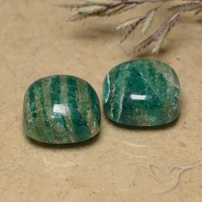 Gemas de Amazonita Verde medio natural de 9.92 ct, Forma Cojín, Opaco
