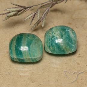 Gemas de Amazonita Verde frío natural de 9.63 ct, Forma Cojín, Opaco