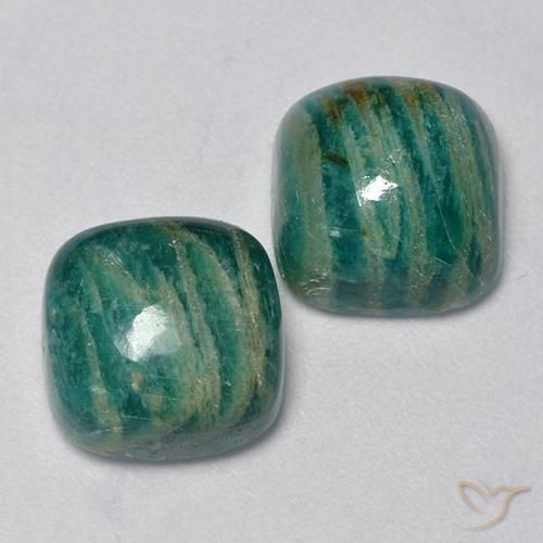 Gemas de Amazonita Verde pino natural de 10.89 ct, Forma Cojín, Opaco