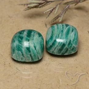 Gemas de Amazonita Verde oscuro medio natural de 13.16 ct, Corte Cojín, Opaco