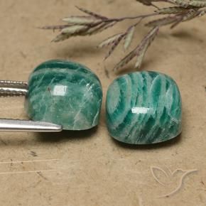Gemas de Amazonita Verde oscuro medio natural de 13.16 ct, Corte Cojín, Opaco