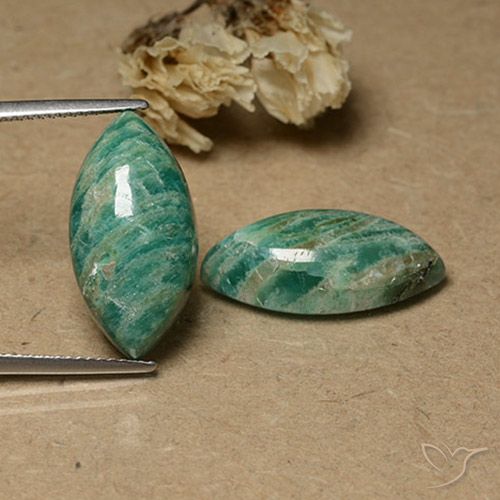 17.21ctw Natural Verde frío Amazonita, Marquesa, Opaco