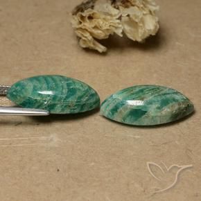 Gemas de Amazonita Verde frío natural de 17.21 ct, Marquesa, Opaco