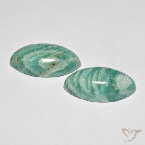 Gemas de Amazonita Verde medio natural de 15.86 ct, Marquesa, Opaco