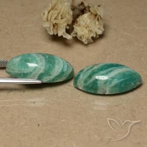 Gemas de Amazonita Verde frío natural de 18.43 ct, Marquesa, Opaco