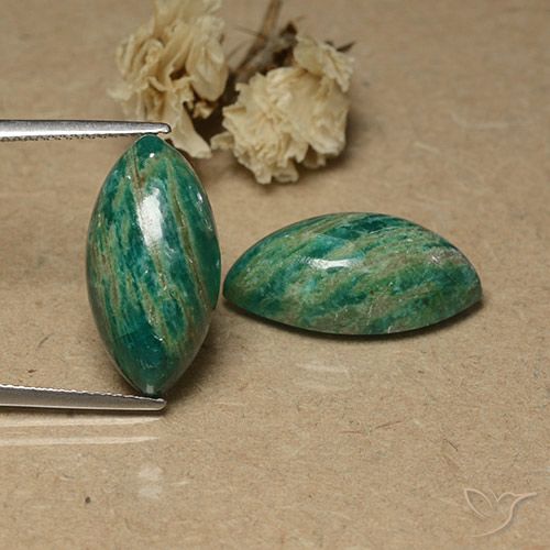 17.92ctw Natural Verde oscuro medio Amazonita, Marquesa, Opaco